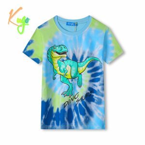 Chlapecké tričko - KUGO FC0301, modrá / zelený dinosaurus Barva: Modrá, Velikost: 98