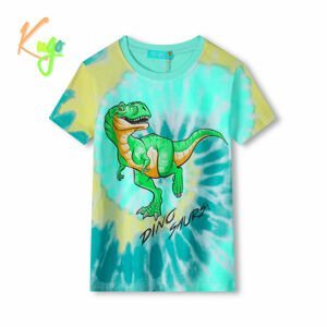 Chlapecké tričko - KUGO FC0301, tyrkysová / oranžový dinosaurus Barva: Tyrkysová, Velikost: 104