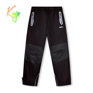 Chlapecké šusťákové kalhoty - KUGO SK7740, černá / tyrkysové zipy Barva: Černá, Velikost: 146