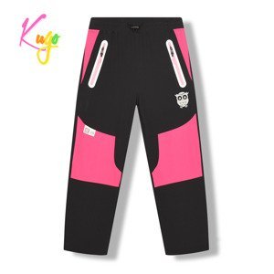 Dívčí softshellové kalhoty - KUGO HK7576, černá / růžové zipy Barva: Černá, Velikost: 98