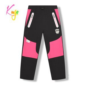 Dívčí softshellové kalhoty - KUGO HK7576, černá / růžové zipy Barva: Černá, Velikost: 104