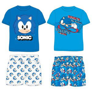 Ježek SONIC - licence Chlapecké pyžamo - Ježek Sonic 5204023, modrá / šedé kraťasy Barva: Modrá, Velikost: 128