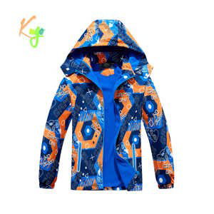Chlapecká podzimní bunda, zateplená - KUGO B2859, modrá / oranžová Barva: Modrá, Velikost: 152