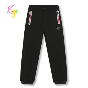 Dívčí softshellové kalhoty, zateplené - KUGO HK5628, černá / růžové zipy Barva: Černá, Velikost: 146
