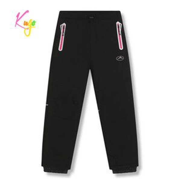 Dívčí softshellové kalhoty, zateplené - KUGO HK5628, černá / růžové zipy Barva: Černá, Velikost: 164