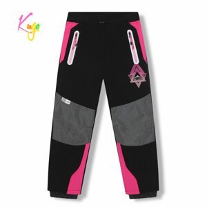 Dívčí softshellové kalhoty, zateplené - KUGO HK5620, černá / růžové zipy Barva: Černá, Velikost: 122