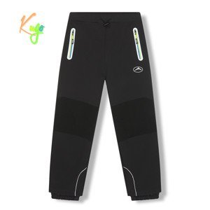 Chlapecké softshellové kalhoty, zateplené - KUGO HK5623, tmavě šedá / modré zipy Barva: Šedá, Velikost: 164