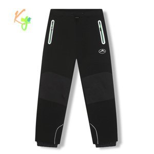 Chlapecké softshellové kalhoty, zateplené - KUGO HK5623, černá / zelené zipy Barva: Černá, Velikost: 134