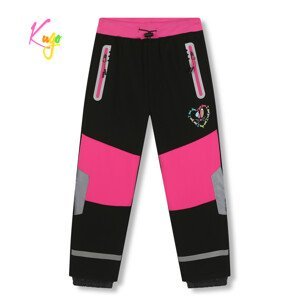 Dívčí softshellové kalhoty, zateplené - KUGO HK5609, černá / růžové zipy Barva: Černá, Velikost: 110