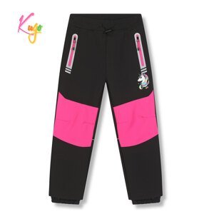 Dívčí softshellové kalhoty, zateplené - KUGO HK5618, tmavě šedá / růžové zipy Barva: Šedá, Velikost: 110