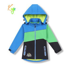 Chlapecká softshellová bunda, zateplená - KUGO HK5602, modrá / zelená / černá Barva: Modrá, Velikost: 98