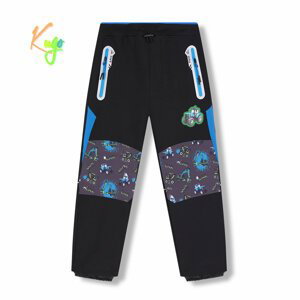 Chlapecké softshellové kalhoty, zateplené - KUGO HK5613, černá / tyrkysové zipy Barva: Černá, Velikost: 98