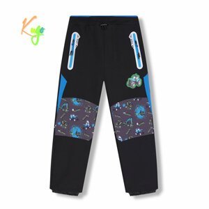 Chlapecké softshellové kalhoty, zateplené - KUGO HK5613, černá / tyrkysové zipy Barva: Černá, Velikost: 110