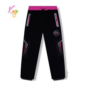 Dívčí softshellové kalhoty, zateplené - KUGO HK5621, černá / růžový pas Barva: Černá, Velikost: 116