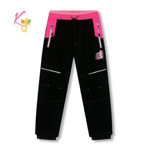 Dívčí softshellové kalhoty, zateplené - KUGO HK5612, černá / růžový pas Barva: Černá, Velikost: 128
