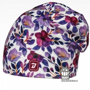 Flísová čepice Dráče - Yetti 20, fialová, květy Barva: Fialová, Velikost: 48-50