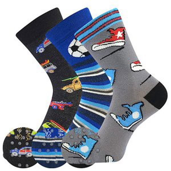 Chlapecké ponožky Boma - Filip 05 ABS, modrá, šedá Barva: Modrá, Velikost: 30-34