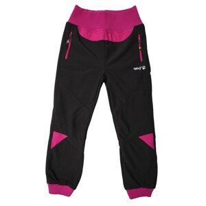 Dívčí softshellové kalhoty, zateplené - Wolf B2399, černá / fialovorůžový pas Barva: Černá, Velikost: 116
