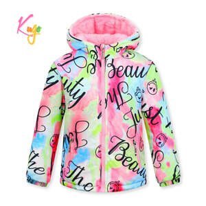 Dívčí zimní bunda - KUGO KB2341, batika / černé nápisy Barva: Mix barev, Velikost: 140