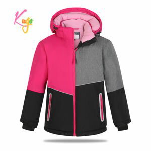 Dívčí zimní bunda - KUGO PB3891, růžová / černá Barva: Růžová, Velikost: 140