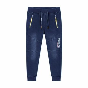 Chlapecké riflové kalhoty/ tepláky, zateplené - KUGO CK0925, modrá Barva: Modrá, Velikost: 152