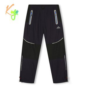 Chlapecké šusťákové kalhoty, zateplené - KUGO DK7137, tmavě šedá / modré zipy Barva: Tmavě šedá, Velikost: 152