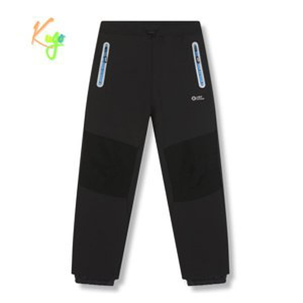 Chlapecké softshellové kalhoty, zateplené - KUGO HK5629, tmavě šedá / modré zipy Barva: Šedá, Velikost: 152