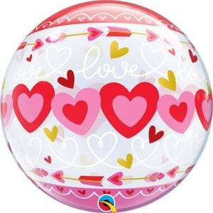 Qualatex Fóliový balónek 22" QL Bubble Capacity "Love - Connected Hearts