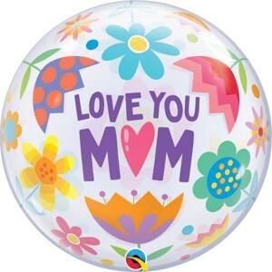 Qualatex Fóliový balónek 22" QL Bubble Capacity. Love You M(Heart)M Flower