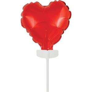 Godan / balloons Balónek fóliový 8 cm, srdce na špejli, červený