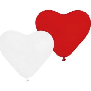 CR pastelové balónky srdce - červené a bílé/ 5 ks.