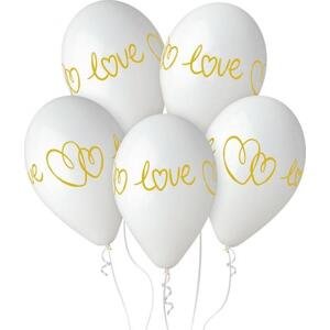 Prémiové balónky Hel Love, bílé, 13 palců/ 5 ks.