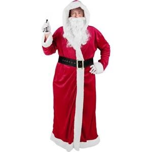 Godan / costumes Velurový komplet "Santa's Coat" (kabát s kapucí, pásek, vousy, rukavice, zvoneček) vel. UN.
