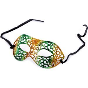 Karnevalová maska - škraboška metalická Varianta: 3 zelená zlatá, Balení: 1 ks