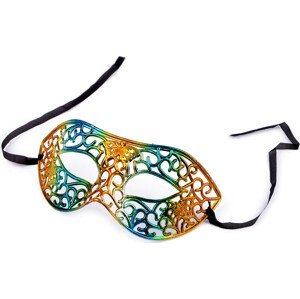 Karnevalová maska - škraboška metalická Varianta: 4 tyrkysová zlatá, Balení: 1 ks