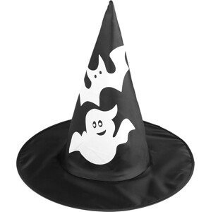 Karnevalový klobouk čarodějnický pavučina, lebka, netopýr Varianta: 4 černá duch, Balení: 1 ks