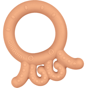 GiliGums Dětské silikonové kousátko Baby Octopus Teether, 3m+, meruňkova, 1 ks