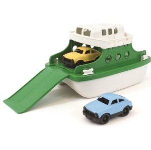 Green Toys Trajekt zeleno-bílý s autíčky