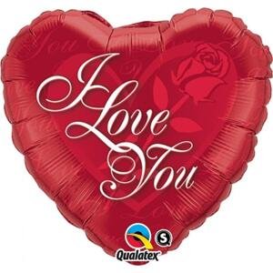 Qualatex Fóliový balónek 18" QL HRT "Miluji tě na růži".