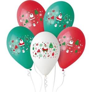 Prémiové balónky "Santa Claus", červené, zelené a bílé, 12" / 5 ks.