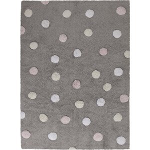 Lorena Canals koberce Přírodní koberec, ručně tkaný Tricolor Polka Dots Grey-Pink Rozměry koberců: 120x160
