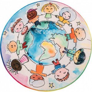 Obsession koberce Dětský kusový koberec Juno 477 World Map kruh Rozměry koberců: 80x80 (průměr) kruh