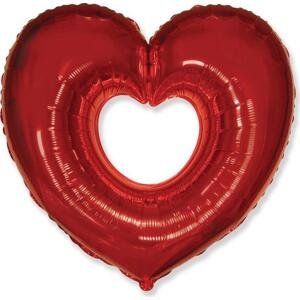 Flexmetal Fóliový balónek 24" FX - "Otevřené srdce, červený