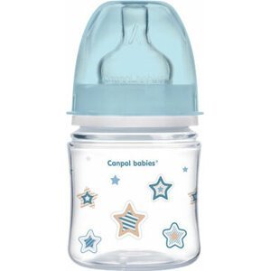 CANPOL 35/216 Antikoliková širokohrdlá láhev Easystart Newborn Baby 120ml modré hvězdy