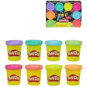 HASBRO PLAY-DOH Modelína neonová set 8ks kelímků 448g