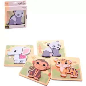 DŘEVO Puzzle baby zvířátka skládačka 4 druhy