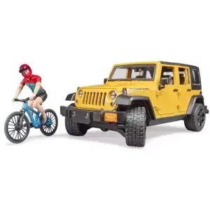 BRUDER 02543 Auto Jeep Wrangler Rubicon Unlimited set s kolem a cyklistou