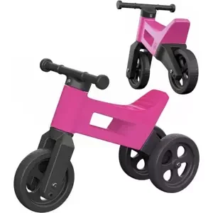 Odrážedlo Funny Wheels 2v1 dětské odstrkovadlo tříkolka / 2 kola RŮŽOVÉ plast