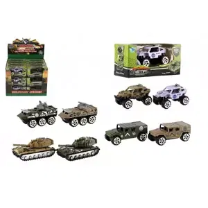 Tank/Auto vojenské/Obrněný transportér kov 7cm mix druhů 24ks v boxu