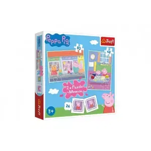 Puzzle 2v1 + pexeso Prasátko Peppa/Peppa Pig 27,5x20,5cm v krabici 28x28x6cm